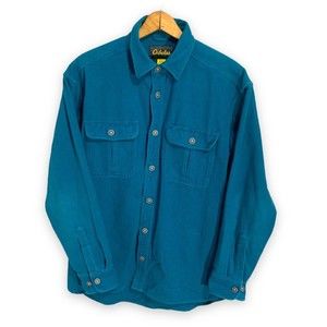 Vintage CABELA’S Mens M Tall Chamois Heavy Cotton Long Sleeve Flannel Shirt Teal